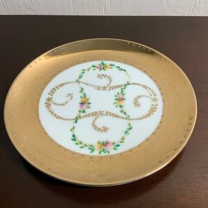 Vintage Arnart Imports Floral Swirl Dessert Plate Gold Crossed Arrows Stamp 6.5”